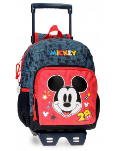MOCHILA ADAP. 28CM. C/CARRO. MICKEY GET MOVING.