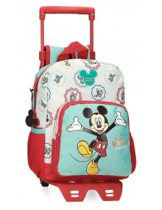 MOCHILA ADAP. 28CM. C/CARRO. MICKEY BEST FRIENDS TOGETHER