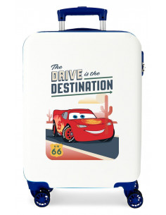 4791141 ABS SUITCASE 55CM 4W. CARS DESTINATION WHITE
