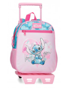MOCHILA ADAP. 28CM. C/CARRO. STITCH HEART